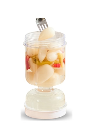 Yuntech01 Beyaz Plastik 800ml Mutfak Tuzluk Kavanozu, İki Kullanımlı Islak-kuru Ayırıcı, Görünür Kapaklı, Katlanabilir Çatalı, Lezzetli Taze Tuzluklar İçin Beyaz