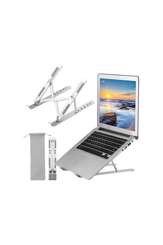Kosona Alüminyum Folding Laptop Stand: 6 Seviye Yükseklik Ayarlı, Soğutma Özelliği, 10-15.6 İnç Cihazlar İçin Taşınabilir Destek