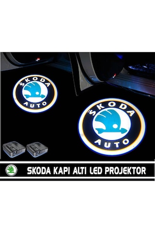 Skoda Araçlar İçin Pilli Yapıştırmalı Kapı Altı Led Logo N11.9219