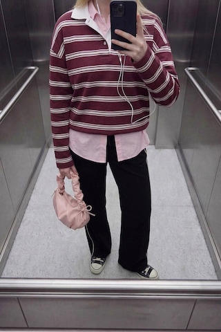 Defacto Loose Fıt Çizgili Sweatshirt G9467ax26sppn74 Pembe-pn74