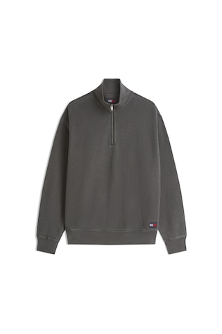 Tommy Hilfiger Relaxed Waffle Label Half Zip Erkek Siyah Sweatshirt-16108