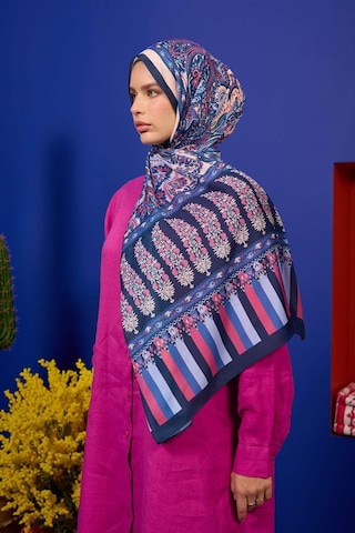İpekhan Marrakech Koleksiyon Soft Şal Gece Mavi Pembe 3049-10 Gece Mavi Pembe
