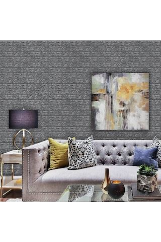 50x54 Cm 0,27 M² Gri Silinebilir Kendinden Yapışkanlı Duvar Kağıdı Esnek Panel 3d Tuğla Desen