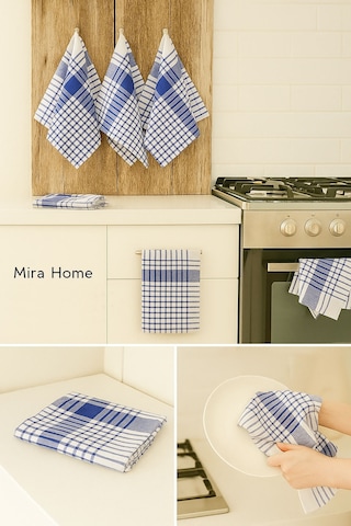 5 Li Mutfak Kurulama Bezi Alman Peçetesi 100 Pamuklu Mavi