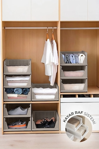 3'lü Kayar Raf Sistemi Dolap İçi Düzenleyici Çekmece Ve Çok Amaçlı Organizer Kahverengi