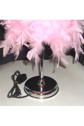 Pembe Tüylü Avize Abajur Seti Çocuk Odası