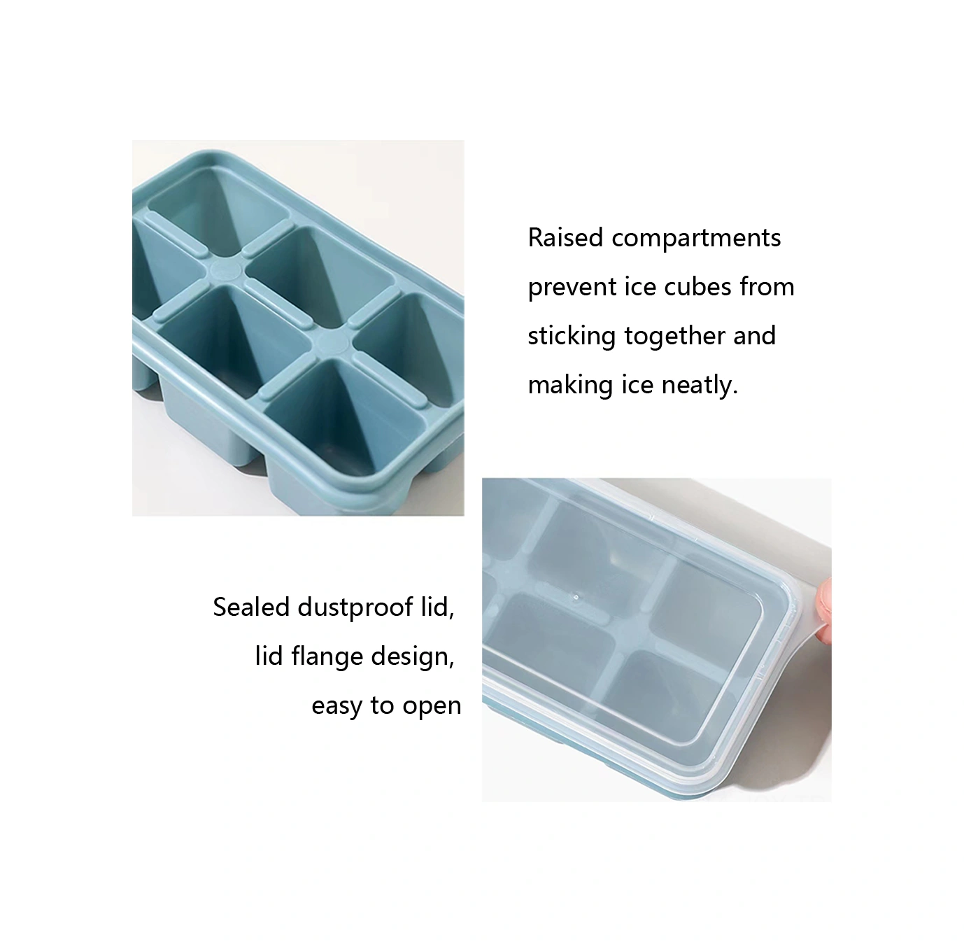 Youmex Yeşil Silikon Buzluklu Kalıp, Yiyecek Grubu, Kapaçklı Ve Sert Tabanlı, Kolay Çıkarım, Dondurucuda Saklama, 6 Buz Küpü, Mutfak Aleti Açık Mavi