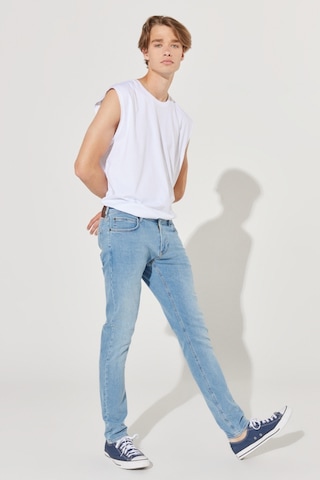 Lee Malone Skinny Fit Dar Kesim Düşük Bel Çok Dar Paça Mavi Erkek Esnek Jean Denim Kot Pantolon L736017XT Mavi