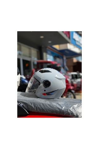 Güneş Vizörlü Motosiklet Kaskı - Mevzuata Uygun Gri