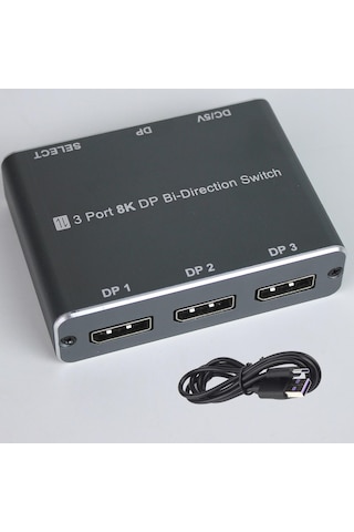 Cr60 3 Port 8k Displayport Bi-directional Switch 8k 60hz / 4k 144hz / 1080p Çift Yönlü Dp Anahtarlayıcı Ve Ayırıcı