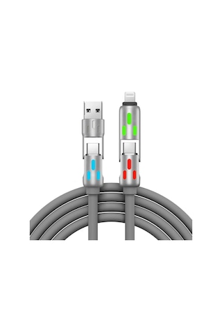 Ollevra 4'ü 1arada 240w Şarj Kablosu Hızlı Şarj Etme Özellikli Bir Ucu Type-c Ve Usb-a Diğer Ucu Type-c Ve Lightning Uçlu
