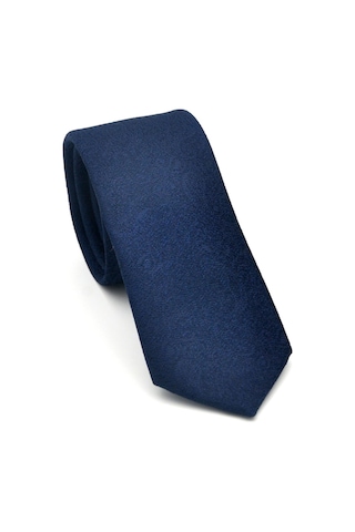 Gaffy Şal Desenli Lacivert Dokuma Kumaş Mendilli Slim Fit Kravat // Sdk-2508-2 Lacivert