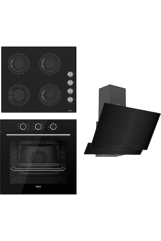Ferre Flowart Basıc Serisi XE62CS - CS205 - D063 Siyah Ankastre Set