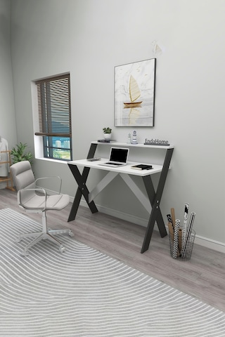 İqas 50x90 Cm Çalışma Masası Laptop Bilgisayar Masası Ofis Ders Yemek Çocuk Masası Beyaz-antrasit