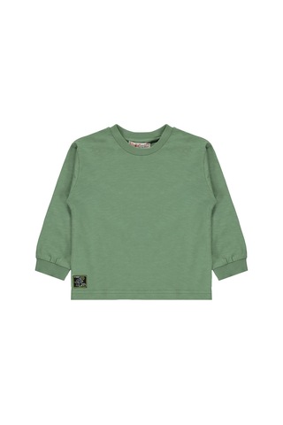 Silversun Kids Silversun Basic Etiket Armalı 2-7 Yaş Sweatshirt - Haki Koyu Haki