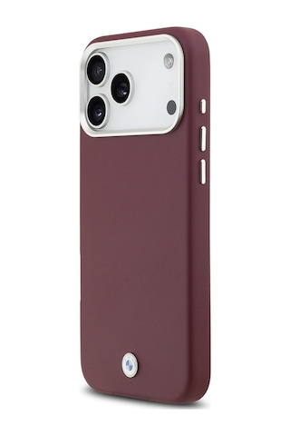 İphone 17 Pro Max Uyumlu Kılıf Bmw Lisanslı M-safeli Metal Logolu Tam Kaplama Deri Kapak Kırmızı Kirmizi