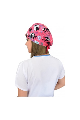 Unisex Pembe Panda Desenli Doktor Hemşire Hastane Aşçı Cerrahi Bonesi Pembe Pembe