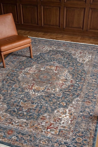 Hoom Rugs Otantik 2604 Mavi Vintage Desenli Salon Halısı