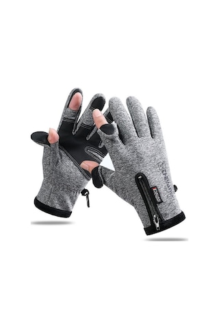 Fortunelane Kışlık Islak Suya Dirençli, Dokunmatik Ekran Uyumlu, Silikon Anti Kayma Eldiven - Gri Xl 1 Çift