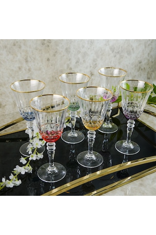 Aryıldız Fiona 6'lı Uzun Kadeh Gold 300 Ml Renkli
