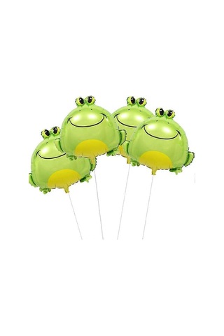Doğum Günü Partisi Düğün Hediyeleri Hayvan Temalı Parti Dekorasyonu İçin 4 Adet Yeşil Kurbağa Balonu, Kurbağa Şeklinde Folyo Mylar Balon 4 Adet Diğer