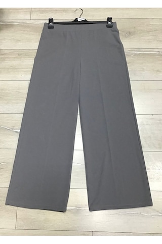 Scuba Beli Lastikli Bedenli Büyük Beden Bol Paça Panolont-inci Gri