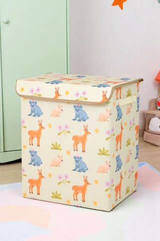 İronika Animals Dolap İçi Organizer Oyuncak Kutusu Eşya Çamaşır Saklama Sepeti Düzenleyici Kutu 3lü Set Ekru