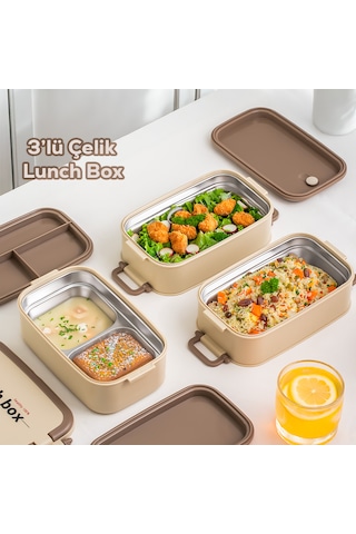 Porsima 1612 3 Katlı 4 Bölmeli Yemek Termosu Luncbox Sefer Tası