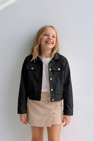 Esila Kids Kız Çocuk Gabardin Ceket Yazlık İnce Ceket Siyah