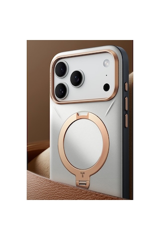 Torras Apple iPhone Uyumlu 17 Pro O Stand Spin Vegskin Serisi Magsafe Kılıf Gri