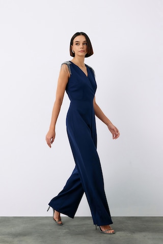 Sateen Aksesuar Detaylı Tulum - Lacivert-135222 Lacivert