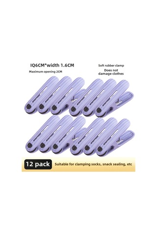 Yuntech01 Ev İçin 12'li Lüx Plastik Çamaşır夹 - Rüzgar Dayanıklı, İz Olmadan Çamaşır, Çorap, Nevresimleri Kurutma Klipsi Mor Diğer