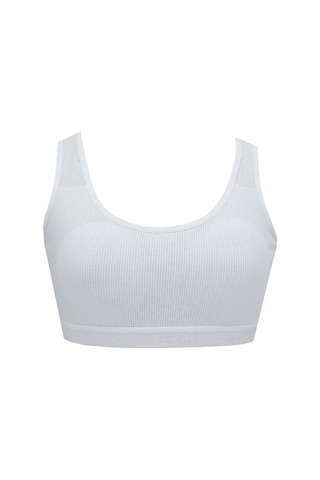 Kadın Geniş Askılı Büyük Beden Büstiyer Sporcu Pedli Sütyen Penye