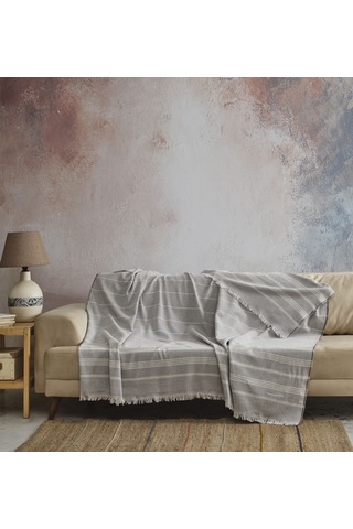 Madrid %100 Pamuklu Natural Koltuk Örtüsü I Koltuk Şalı I Çekyat Örtüsü I 170x210cm 001