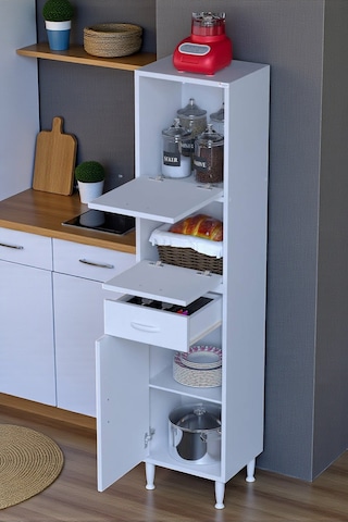 Eliusta Solaira 45 Cm Genişlik Kapaklı Mutfak Dolabı 3 Kapaklı, Çekmeceli Çok Amaçlı Mutfak/banyo Dolabı Beyaz
