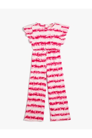 Koton Batik Tulum Yuvarlak Yaka Kolsuz Fırfırlı Pembe Desenli 4skg80012ak Pembe Desenli