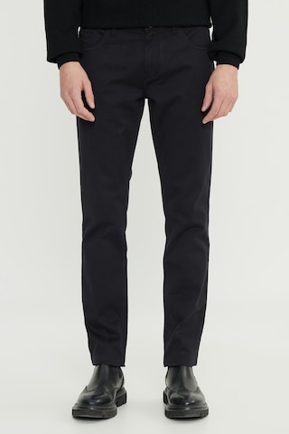 AC&Co / Altınyıldız Classics Erkek Sıyah Pamuklu Slim Fit Dar Kesim 5 Cepli Armürlü Esnek Casual Pantolon Siyah