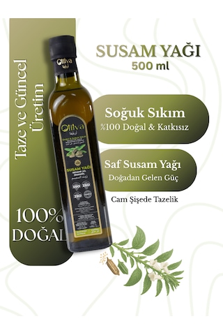 %100 Doğal Soğuk Sıkım Susam Yağı 500 Ml Katkısız, Saf & Cam Şişe