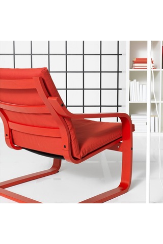 Sallanan Koltuk, Kırmızı-vissle Kırmızı, Alçak Arkalıklı 2Açık Ceviz