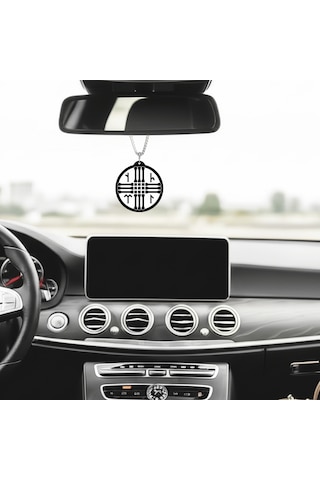 Tengri Tamgası Ve Ay Yıldız Bröve Çift Taraflı Dikiz Aynası Süsü - Premium Piano Black Pleksi Klipsli Zincirli Araç Aksesuarı