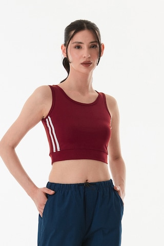 Fullamoda Yanları Şeritli Halter Yaka Büstiyer Bordo