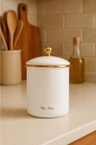 Vntgkvn-005 Miss Betty Vintage Style 15 Cm Emaye Kavanoz 001