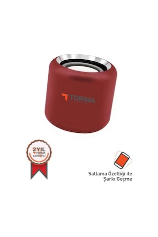 Torima D12 Taşınabilir Kablosuz Bluetooth Hoparlör Kırmızı