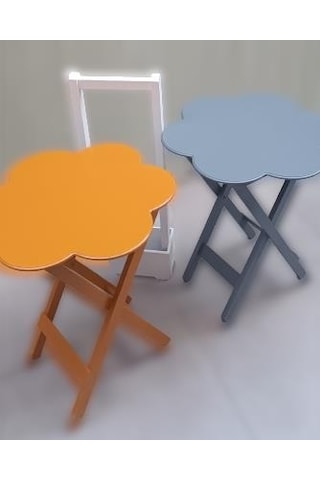 1448bng90096çanta Zigon Sehpa Papatya Model İkili Takım Ahşap Mdf Hardal Ve Gri Renk Uyum El Yapım