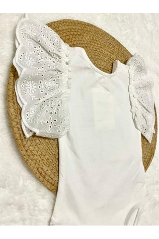 Minaz Baby Kolları Fırfırlı Beyaz Zıbın Beyaz
