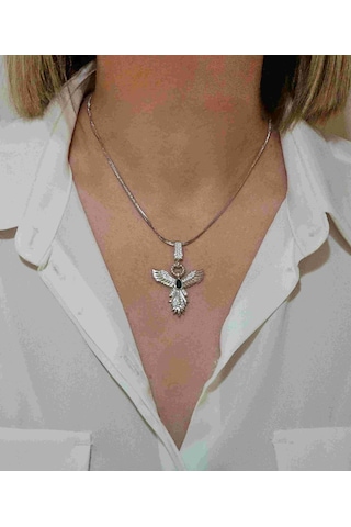 Çağla Şikel Ema Model Anka Kuşu Çelik Kolye Gümüş