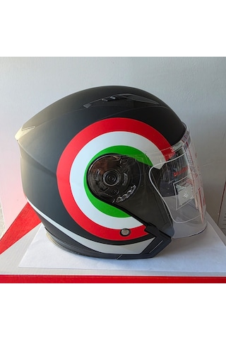 Çenesiz Kask Jk-512 Vizörlü Şeffaf Camlı Siyah,kırmızı,yeşil M Mat Siyah - Kırmızı - Beyaz