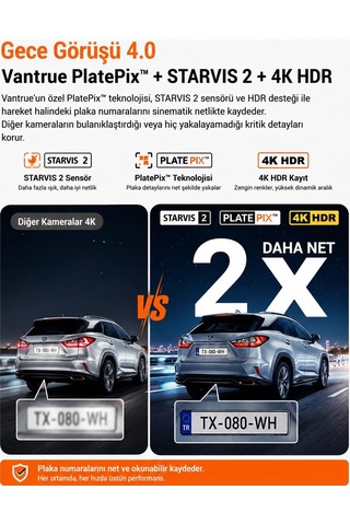 Nexus 4 Pro S 3 Kameralı 4k Uhd Wi-fi Gps Araç Kamerası