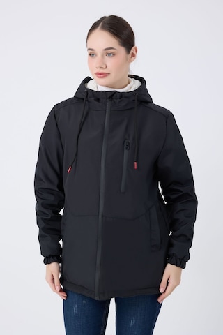 Kadın Siyah İçi Kürklü Su Ve Rüzgar Geçirmez Kapüşonlu Kışlık Mont & Kaban & Parka Siyah