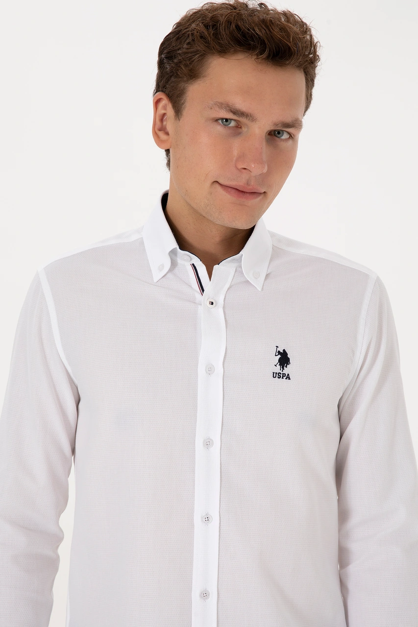 U.s. Polo Assn. Erkek Beyaz Gömlek Desenli 50308524-vr013 Beyaz